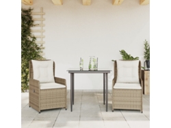 Juego de comedor de jardín de 3 piezas con cojines de mimbre beige de DKD Home Decor