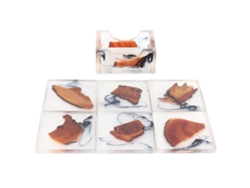 Juego De 6 Posavasos Con Base De Madera De Pino Y Resina Termoaislante, Antideslizantes.