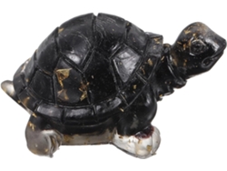 Figura Decorativa Tortuga Cristal Adorno Resina Negra Plana Decoración Mesas Eventos Especiales Feng Shui Base