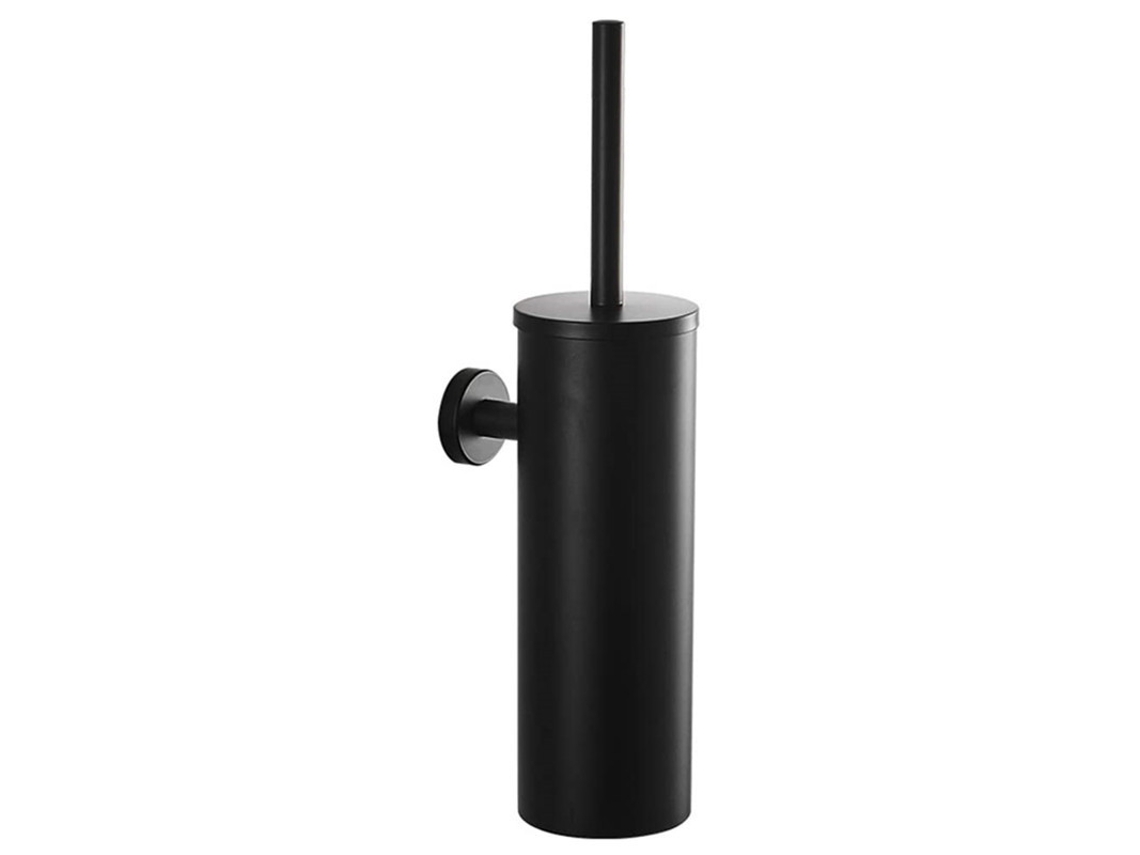 Cepillo De Limpieza De Pared Para Inodoro - Diseño Compacto - Acero Inoxidable - Base Antigoteo - Negro