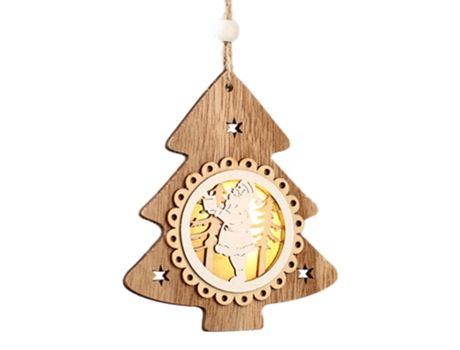 Luces de Navidad ZMDECQNA Adornos Colgantes Luz Decoraciones Ligeras Suministros Decoración Madera Marrón