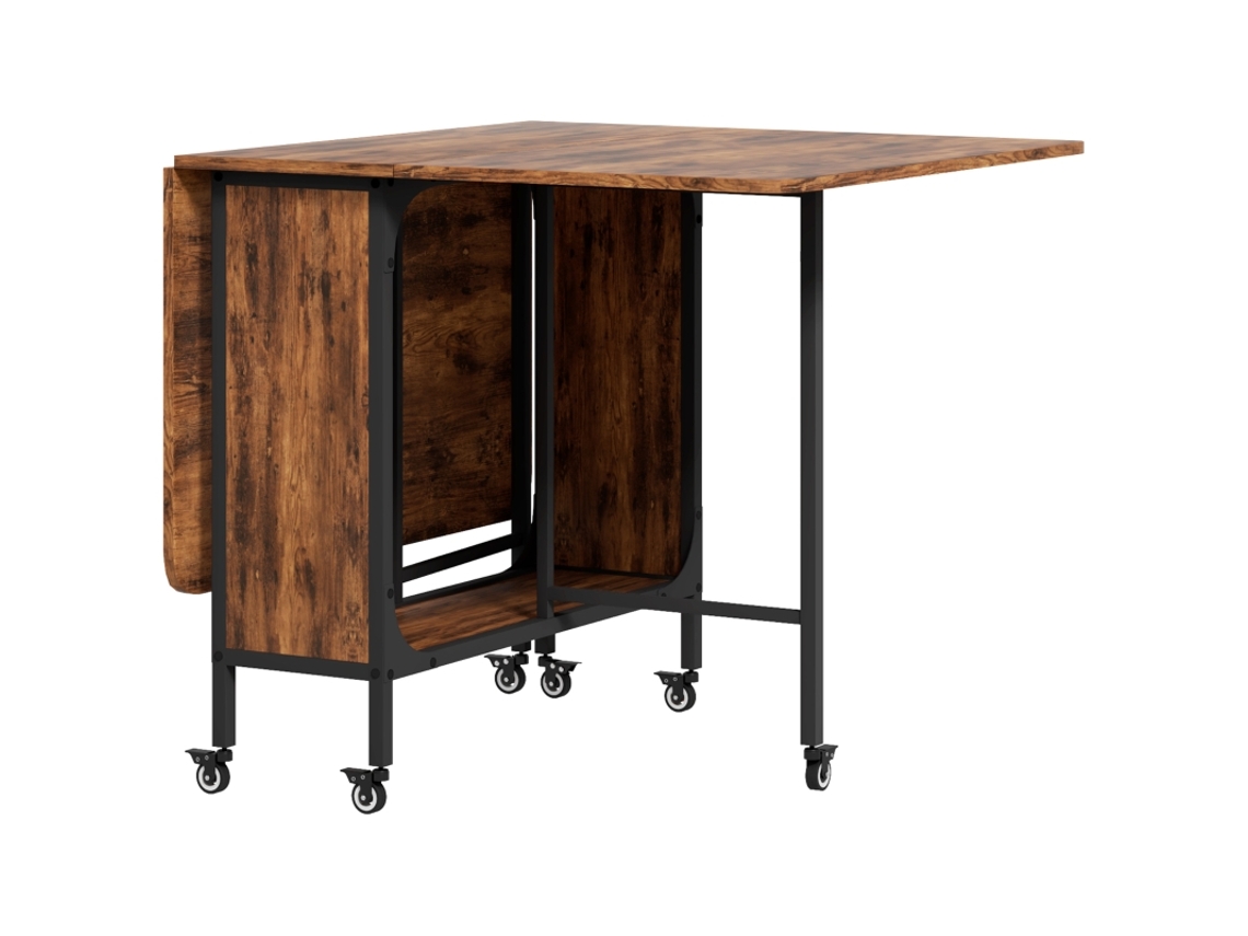Mesa Plegable Portátil Con Estante, Capacidad De 50 Kg, 130x80x74 Cm, Marrón.