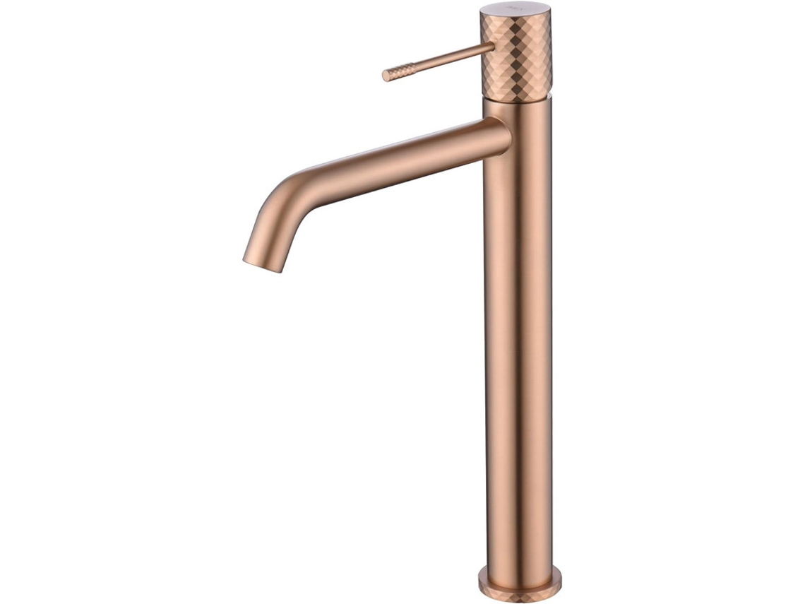 Grifo monomando MIce con caño alto apertura en frío Oro Rosa Cepillado MICE COLLECTION