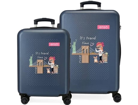Conjunto de 2 Maletas de Viaje ENSO Time Azul (46x65x23cm - 56 L)