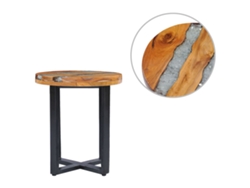 Mesa de Centro de Apoyo 40X45 Cm Madera de Teca Maciza y Poliresina