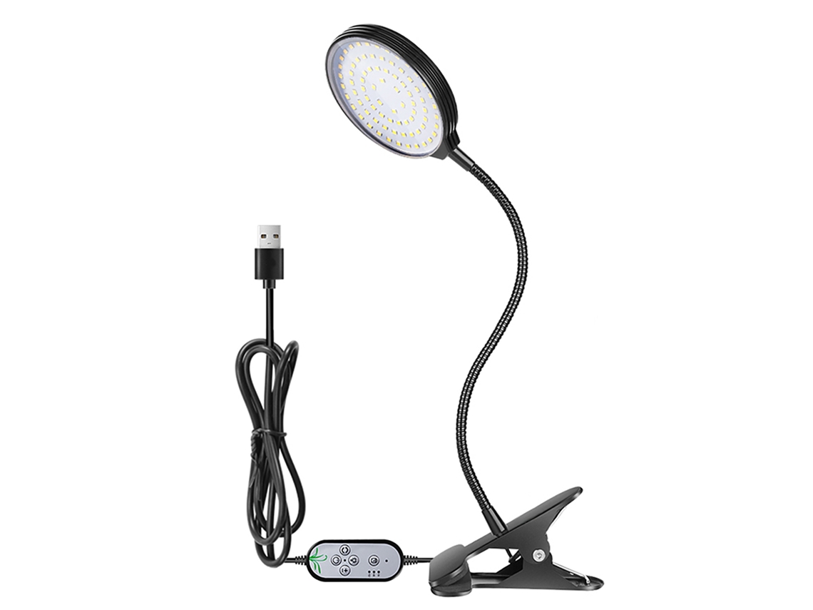 2026-luz De Crecimiento Usb 78 Leds Espectro Completo Con Pinza De Mesa 5 Niveles Regulables Y Temporizador 4/8/12h