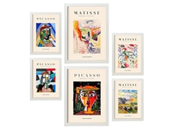 NACNIC Set De 6 Posters De Picasso Y Matisse Siglo Pasado Láminas De Fauvismo Y Surrealismo Para  Tamaños A3 & A4 Marcos Blancos