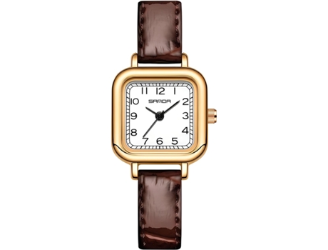 VEANXIN Relojes cuadrados de pulsera de reloj de oro vintage para mujer-Cuero Negro Plata