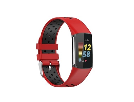 Correa Smartwatch Para Fitbit Charge 5 Rojo Negro VENISYMLIS