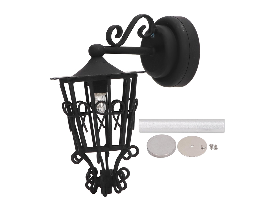 Yncm-lámpara De Pared Para Casita De Muñecas Antigua Con Batería Y Imán Posterior De Metal Negro 1/12