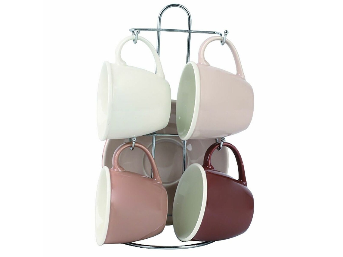 Juego De Tazas De Café Dkd Home Decor Beige Marrón Porcelana Bone China (210 Ml)