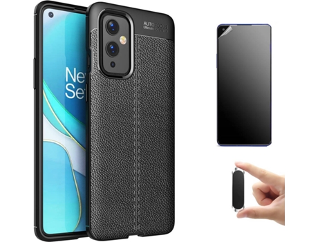 Kit Carcasa, Protector Y Soporte Oneplus 9 Ultimatte Rugged Leather Negro