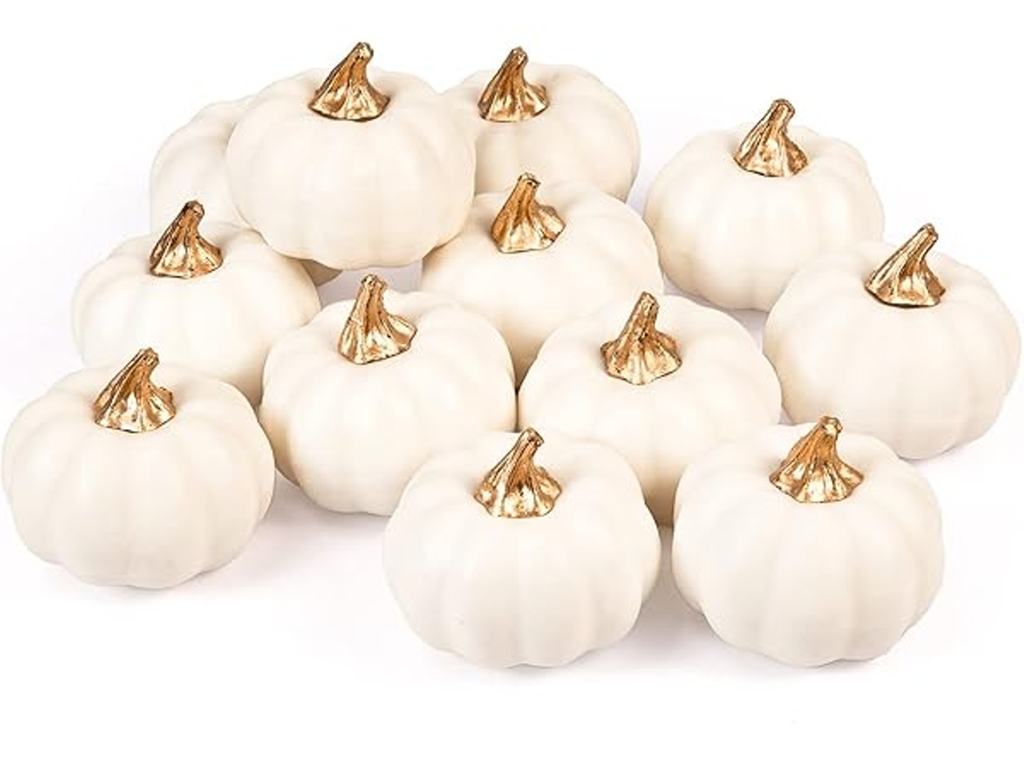 Juego De 12 Calabazas De Espuma Sintética, Ideales Para Otoño, Halloween Y Acción De Gracias, Con Diseño Ergonómico Para Uso Diario.