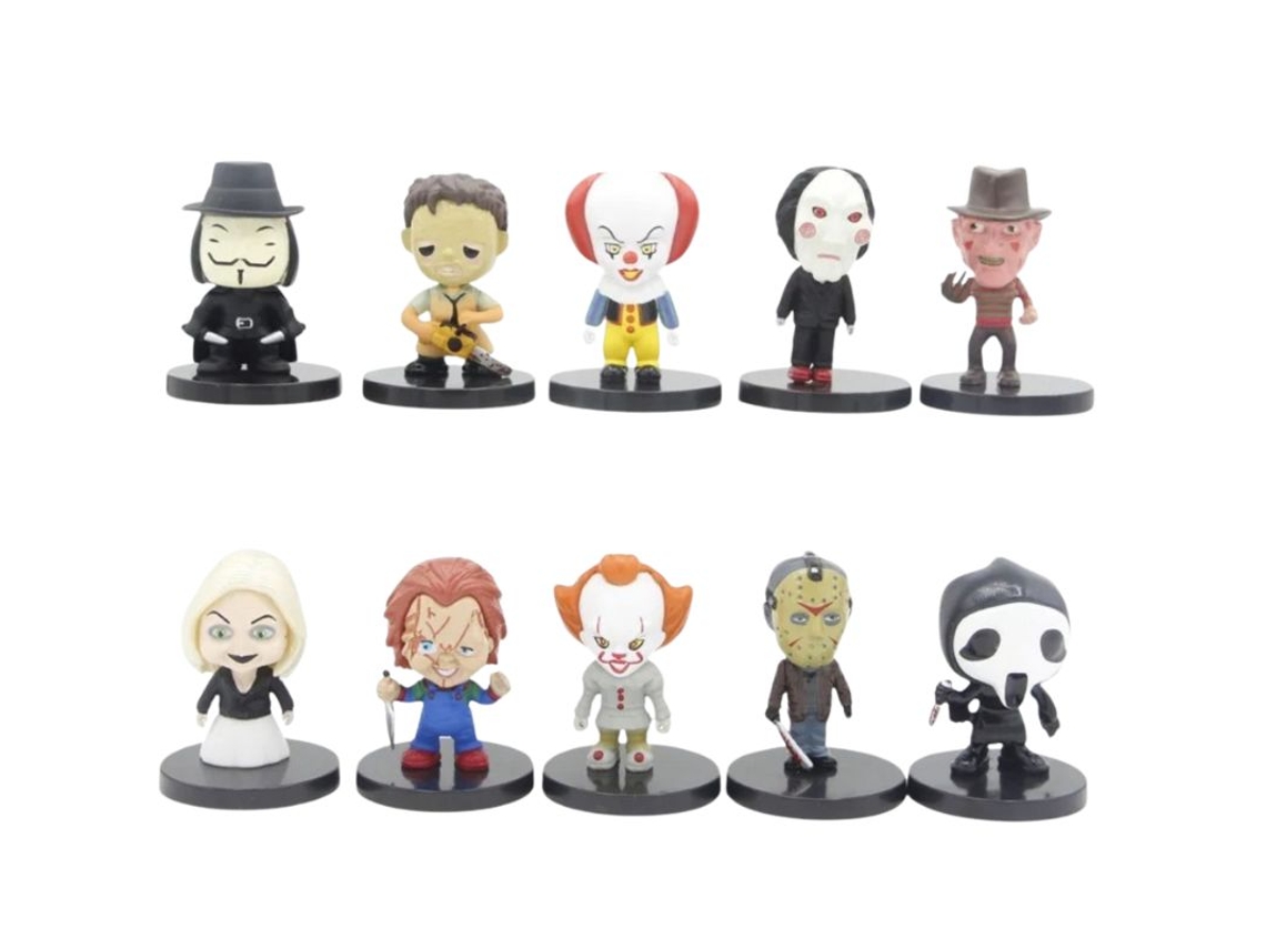 Pack de 10 figuras clásicas de terror | 5,5 cm | Jason, Freddy, Chucky | Figuras coleccionables | Iconos del cine de terror | Sueltas