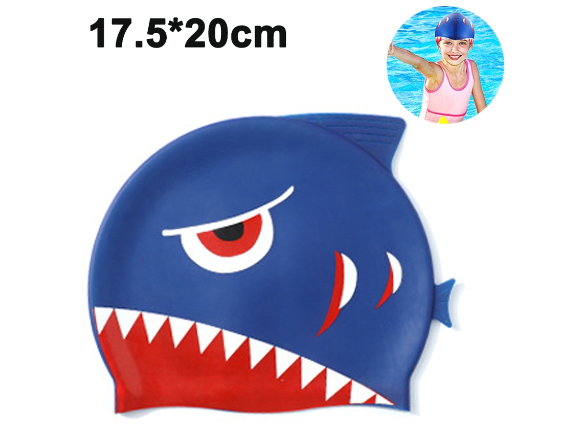 MEOIRUERY Gorra de Baño para Niños - 1 Unidad, de Silicona Divertida para Niñas y Niños, con Diseño de Tiburones y Pececillos
