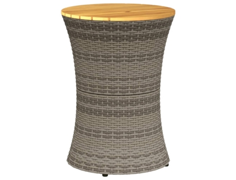 Mesa de jardín en forma de tambor VIDAXL ratán sintético y madera gris