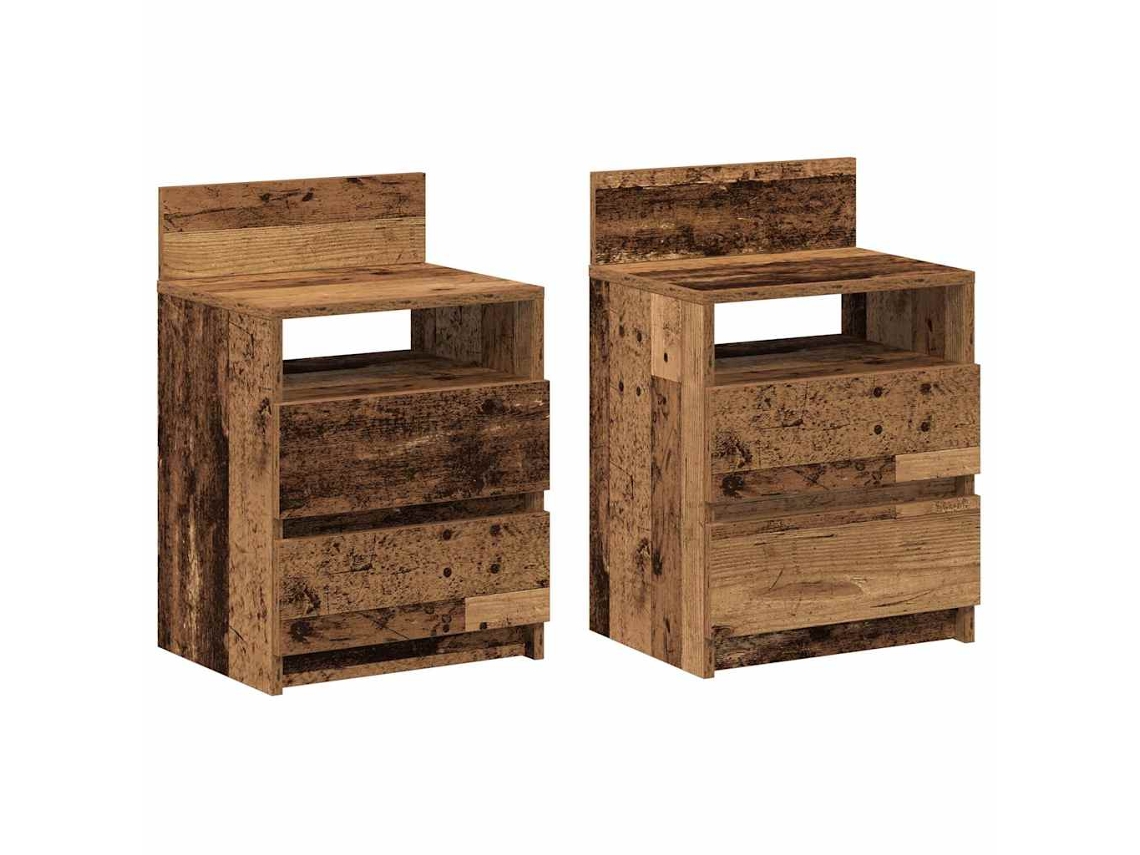 Juego de 2 mesitas de noche con 2 cajones, madera antigua, MAISON EXCLUSIVE (40x33x60 cm)
