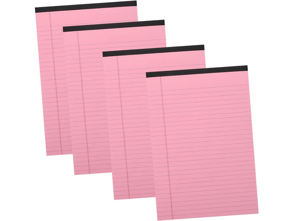 Bloc de notas rayado rosa, desmontable y recargable, compuesto por 4 piezas, ideal para el trabajo, Gokoco