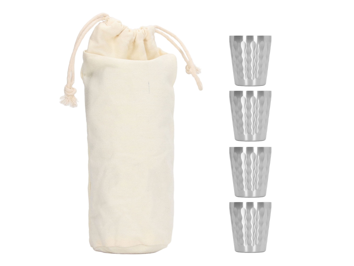 Juego De 4 Vasos Apilables De Doble Capa De Acero Inoxidable 304 (300 Ml) Para Camping Y Uso Al Aire Libre.