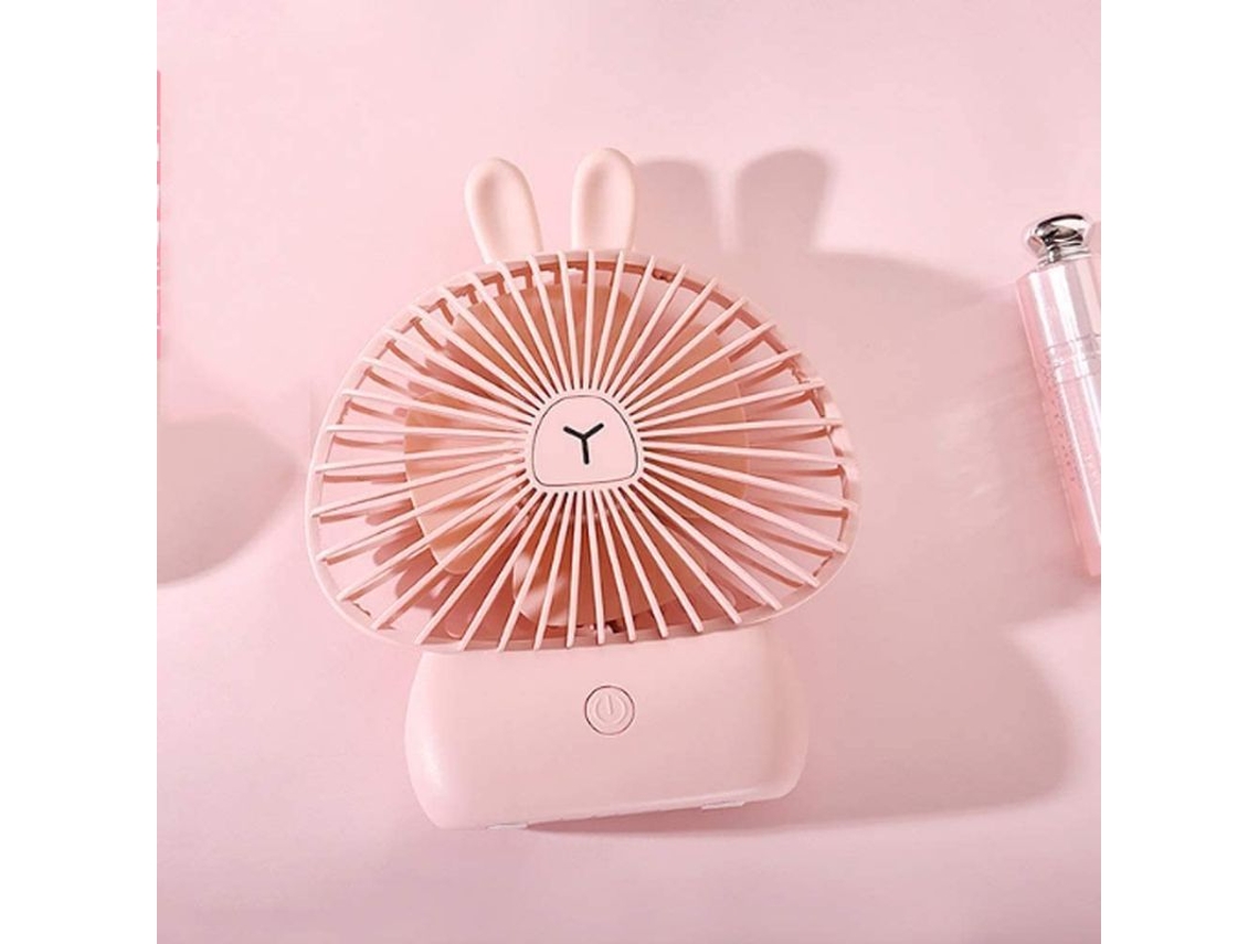 Mini Ventilador Portátil Silencioso Recargable Por Usb Con Luz Nocturna Rosa (1 Unidad)