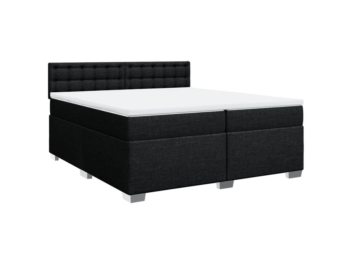 Maison Exclusive - Cama Box Spring Con Colchón Tela Negro 200x200 Cm