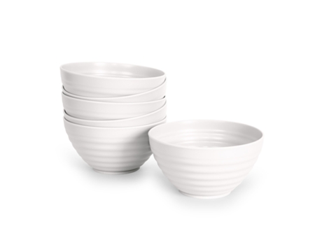 Juego de 6 Cuencos Plastic Forte Classic de 840 ml Reutilizables. Ideal Fiestas. Blanco