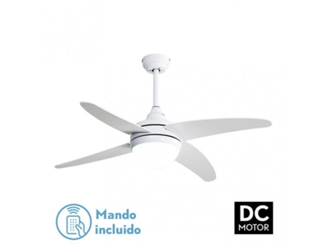Ventilador 2xE27 Dc Klod Blanco 4 Aspas 6 Vel.117d con mando FABRILAMP