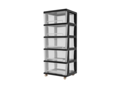 Organizador de almacenamiento, 5 cajones, diseño duradero, negro.