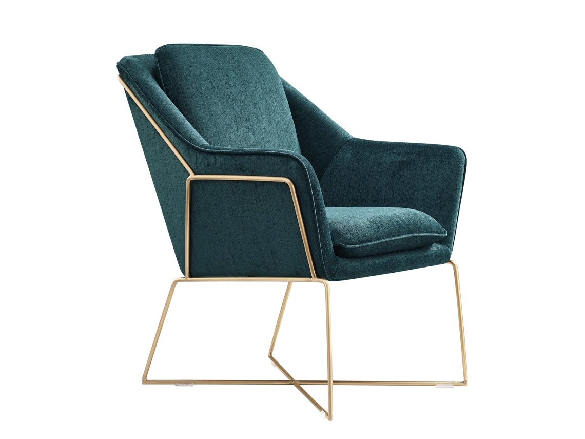 Sillón de diseño Selena - Verde esmeralda con estructura dorada IVOL