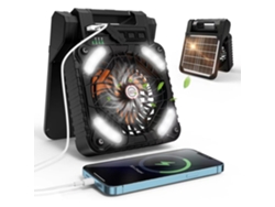 Ventilador Solar Para Camping (negro) - Temporizador - Función Repelente De Mosquitos - Energía Solar - Carga Inversa De 5200 Mah