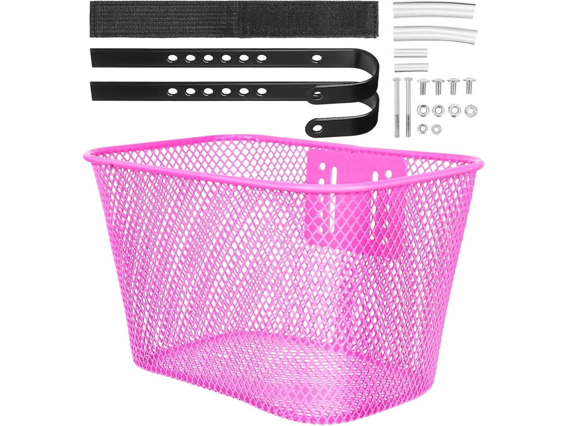 Cesta de bicicleta de hierro rosa para niñas