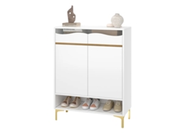 Zapatero, diseño compacto, iluminación LED integrada, blanco.