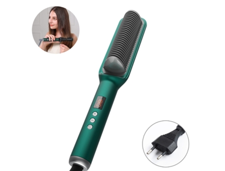 cepillo alisador de pelo iónico, plancha alisadora de pelo y rizador 2 en 1 para mujeres, calentamiento rápido, antiescaldaduras, bloqueo de temper...