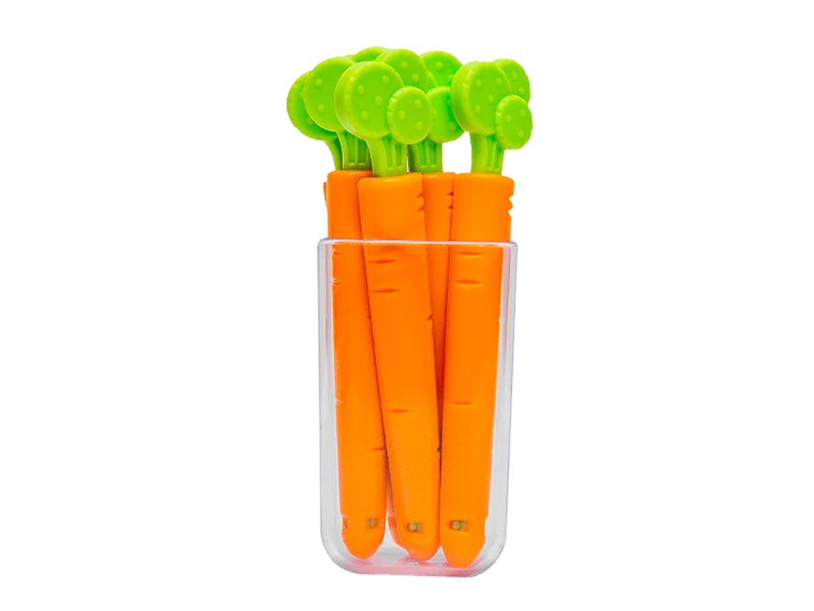 5 Ganchos Reutilizables Con Forma De Zanahoria Para Sellar Alimentos Con Caja De Almacenamiento Magnética Para La Cocina.
