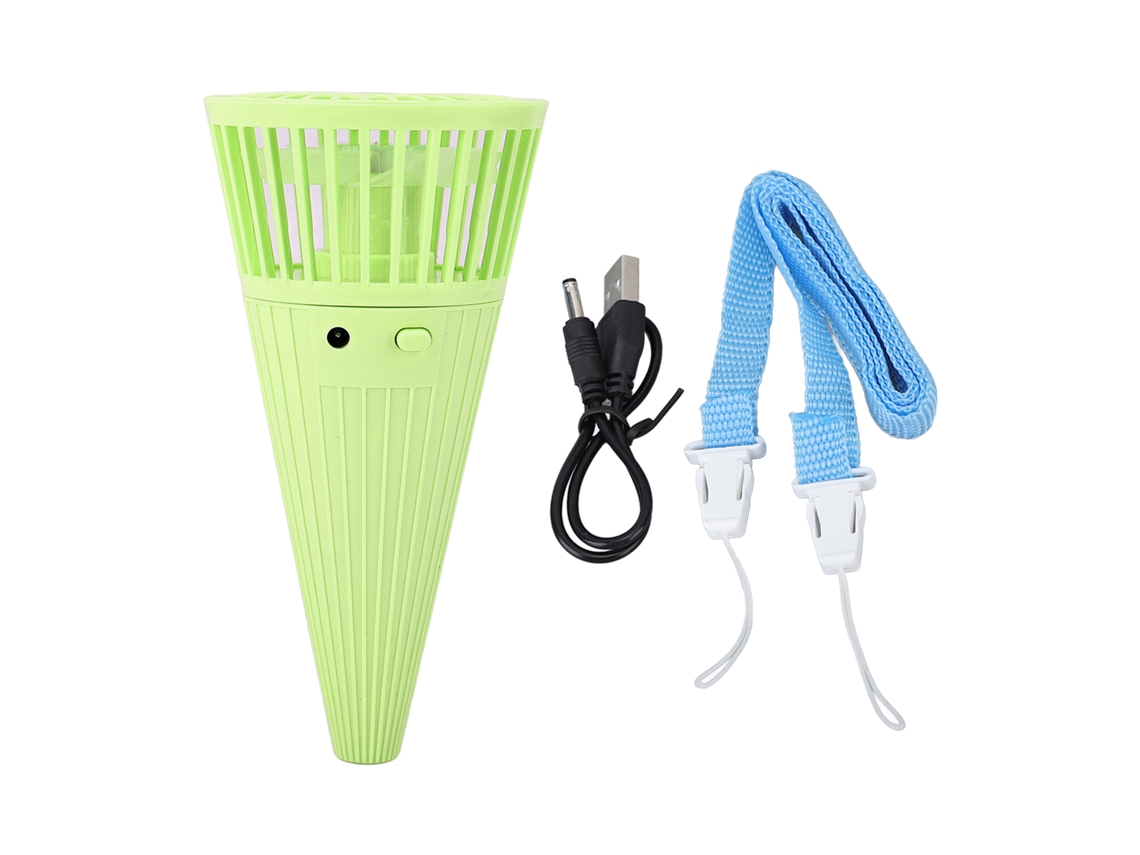 Mali ventilador Portátil Mini de Mão Cone Forma Colar Resfriamento Verde Fluorescente Estilo Sorridente Verão