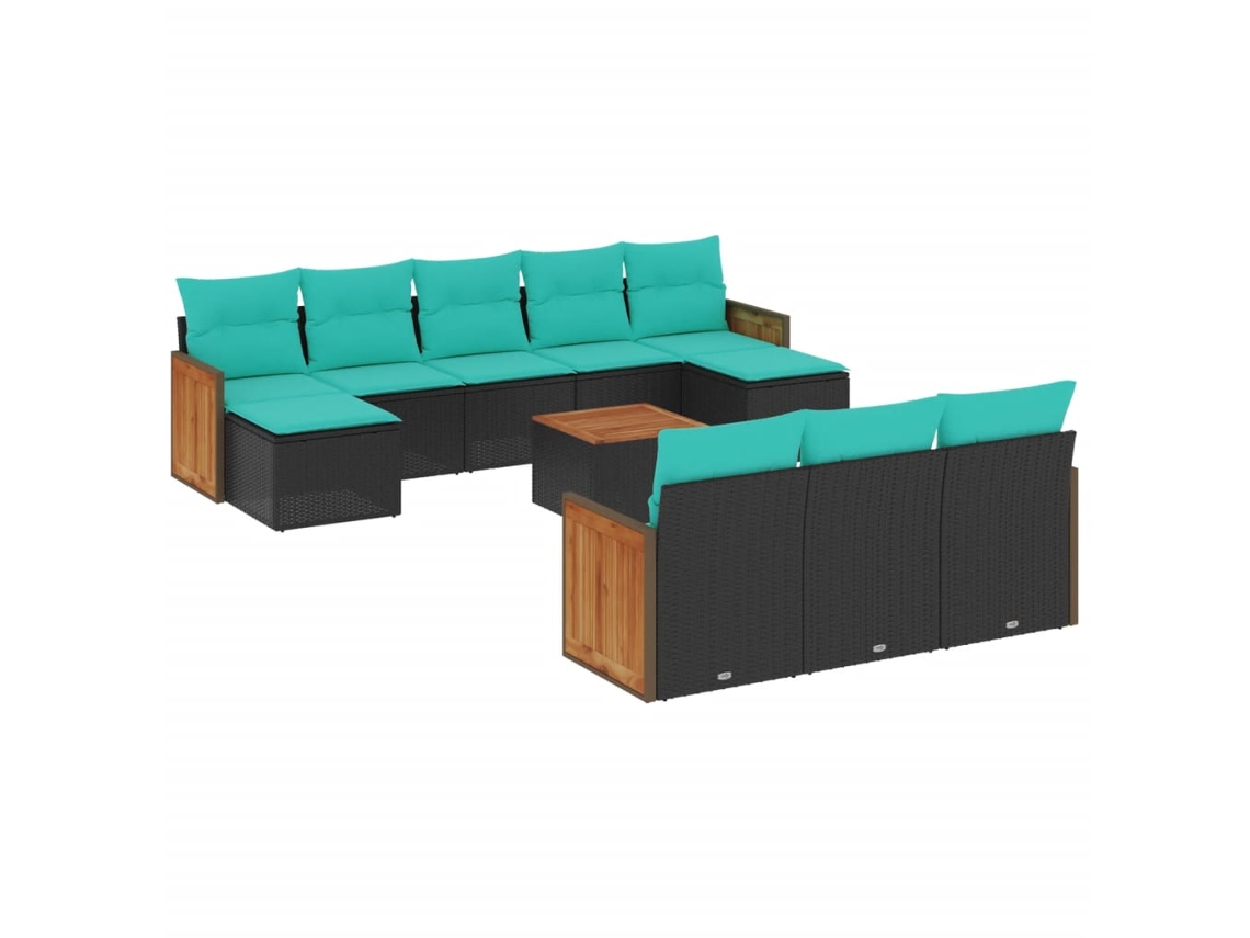 Maison Exclusive - Conjunto De Sofá De Jardín De 11 Piezas Con Cojines, De Poliratán Negro