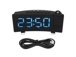Relógio Despertador Digital Com Projeção 180° Led Usb Para Quarto Adulto Criança Idoso Fonte Azul