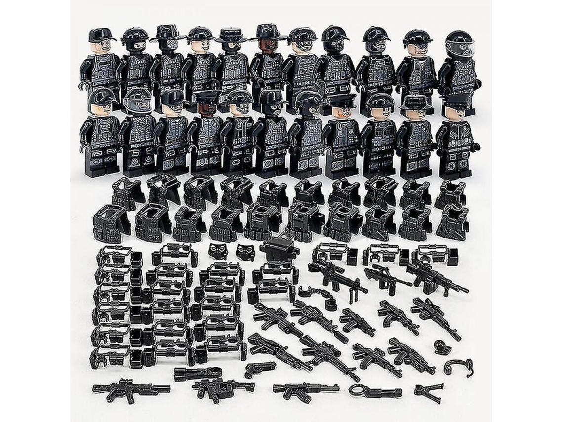 Figuras De Policía Swat En Miniatura De 22 Piezas, Color Negro, Juguete De Regalo Para Niños, Compatible Con Bloques De Construcción.