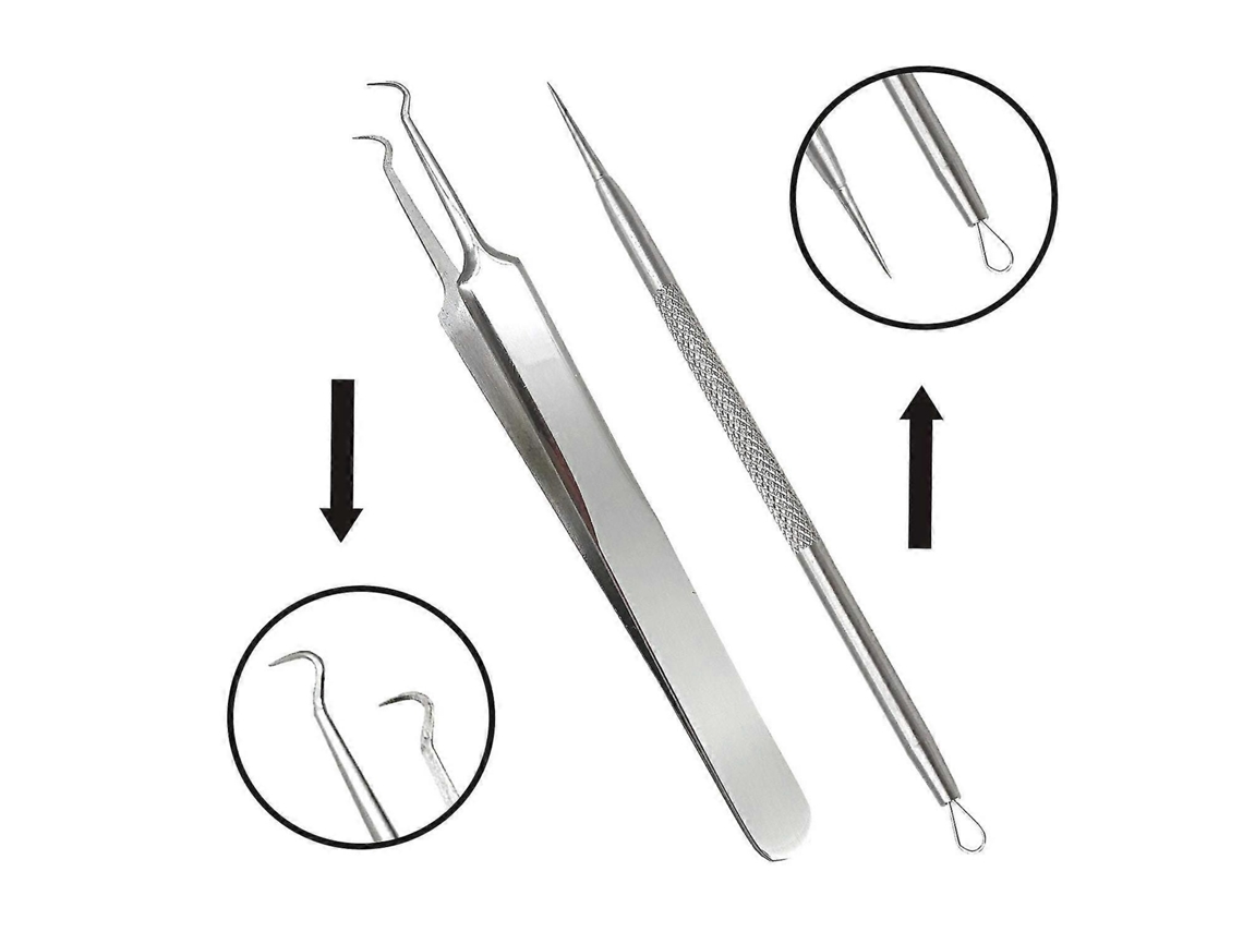 Kit de herramientas profesionales de acero inoxidable Rebe para la eliminación de puntos negros en nariz y rostro.