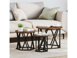 Mesas Auxiliares Nesting 3 Pcs Madera De Roble Ahumada
