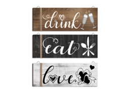 3 Piezas Decorativas de Pared de Madera para el Hogar, la Cocina y el Restaurante