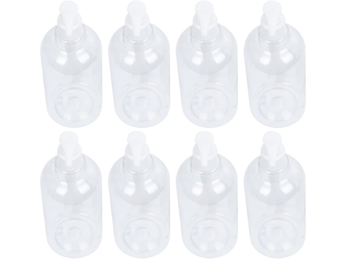 Nuobesty Juego De 8 Botellas De Champú De Pet Transparentes Recargables De 500 Ml Con Dosificador