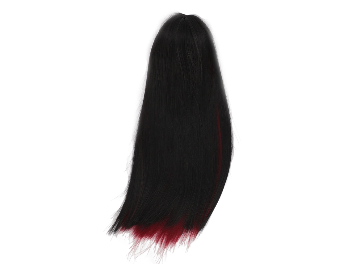 Peluca Larga Y Lisa Para Muñeca Articulada De 1/4 De Pulgada, Bicolor Negro Vino, Fibra Suave Resistente Al Calor.