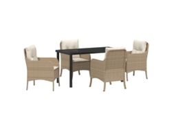 Conjunto 5 De Comedor De Jardín Con Cojines Vidaxl Beige Poliratán