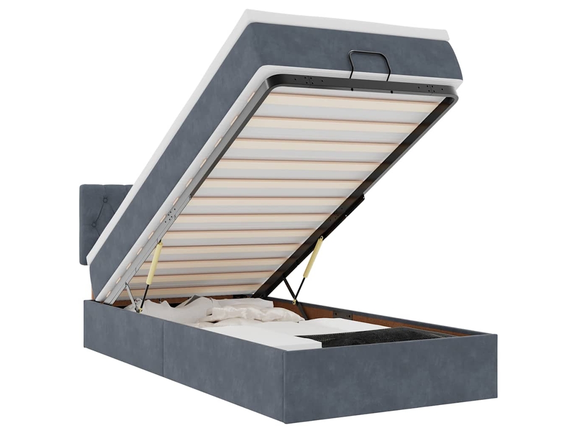 Maison Exclusive - Estructura Cama Otomana Colchón Terciopelo Gris Oscuro