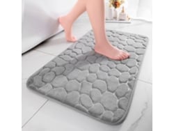 Tapetinho De Banheiro Portátil, Absorvente, Antideslizante E Decorativo, 60 X 90 Cm, Cinza Claro.
