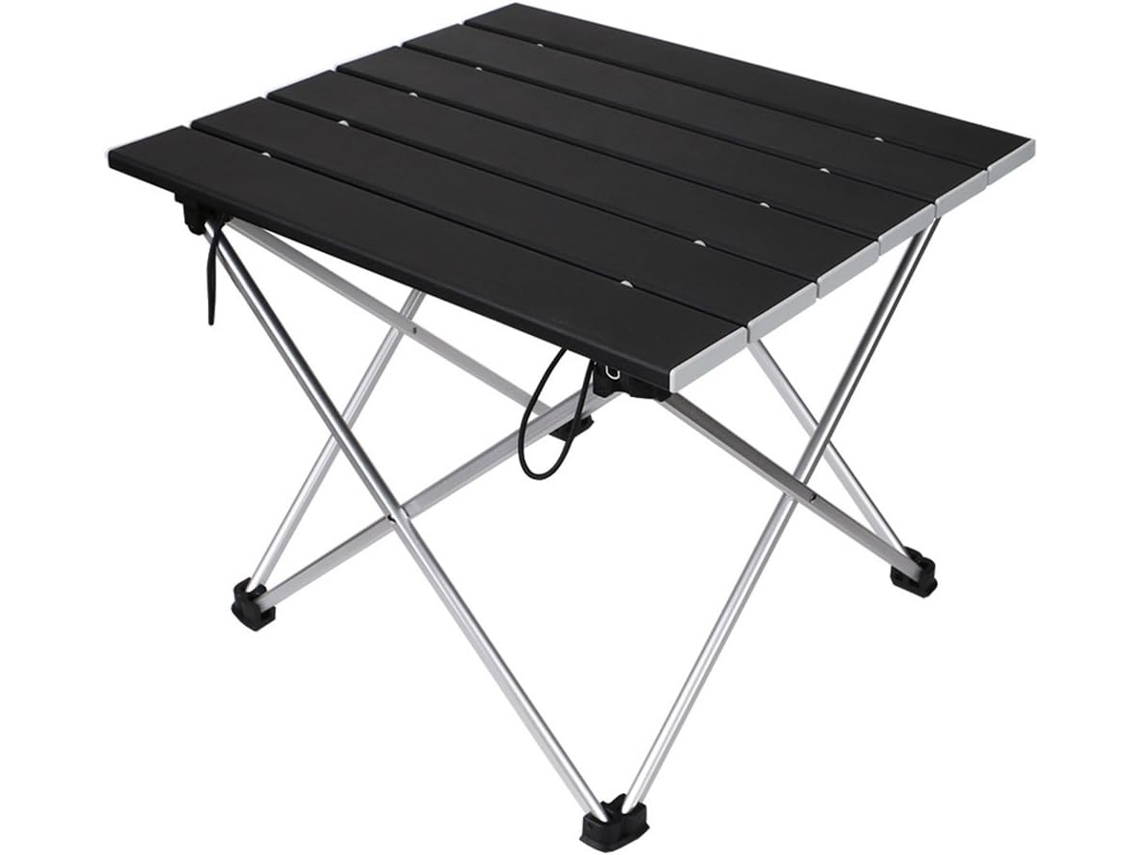 Mesa de camping plegable de aleación de aluminio de grado aeroespacial, ligera y portátil para exteriores, ideal para senderismo, mochilerismo y picnic.