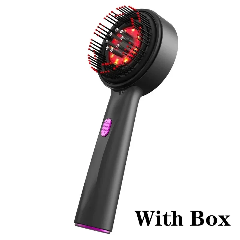 Peine masajeador vibratorio eléctrico (gris), terapia de luz roja, para el crecimiento del cabello, aplicador de aceites esenciales, 3 modos.