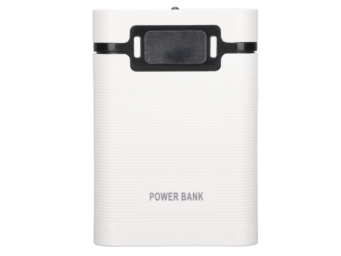 Banco De Energia Diy 18650 Com Tela Lcd Carregador Portátil 4 Baterias Entrada Micro Usb Branco