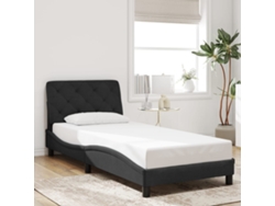 Estructura De Cama Sin Colchón Terciopelo Negro 90x200 Cm